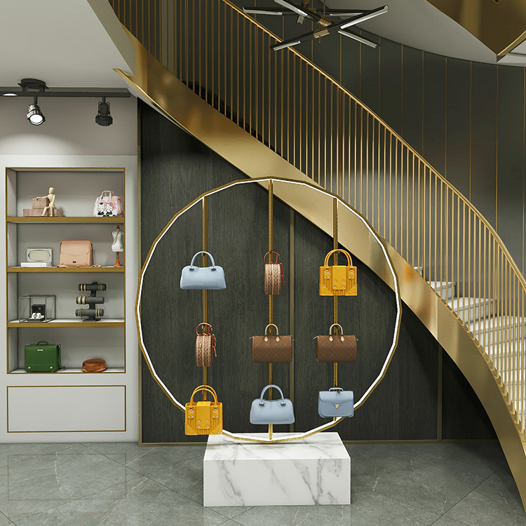 Creative Bag Shop Interior Design, Bag Shelf Display Rack with Led