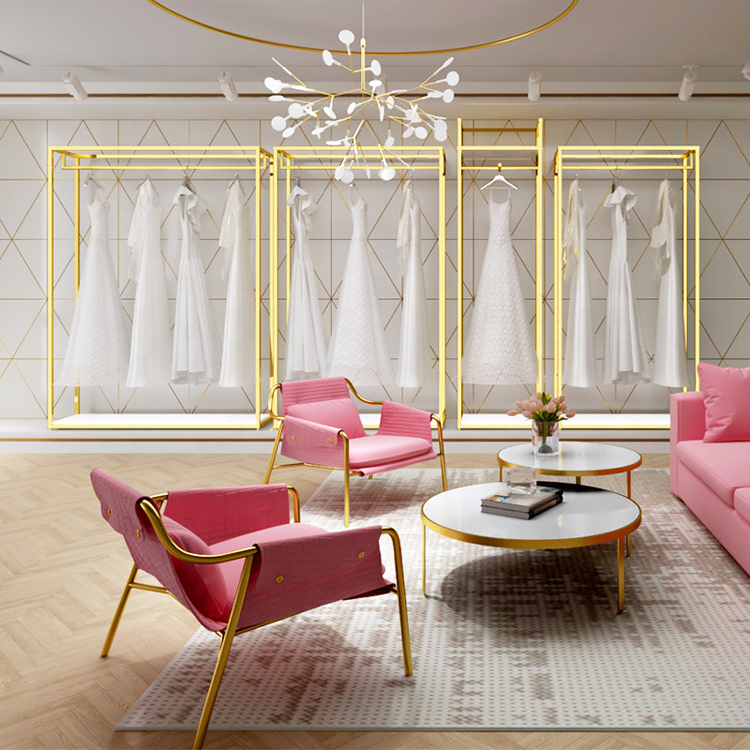 Bridal Store Interior Design Shinny Gold Wedding