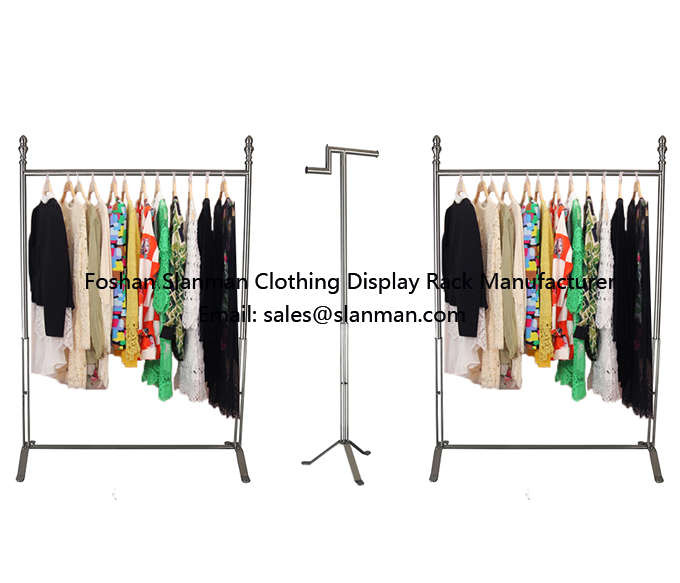 Shopping Mall Stainless Steel Hanger Stand Garment Metal Clothes Display Racks for Clothing Store