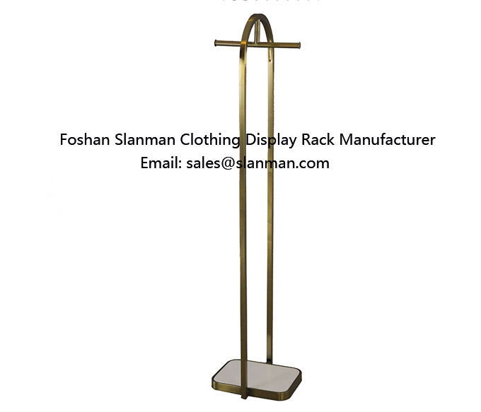 Gold Stainless Steel White MDF Hanging Clothes Retail Display Racks