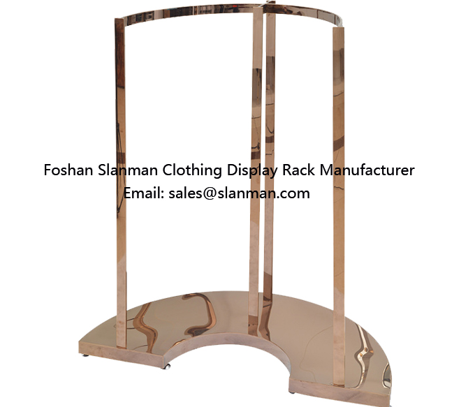 Retail Rose Gold Store Half Round Display Rack Clothing Stand
