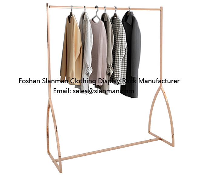 Gold Clothing Display Rack Garment Shop Store Fixtures Retail Display Stand for Hanging Clothes