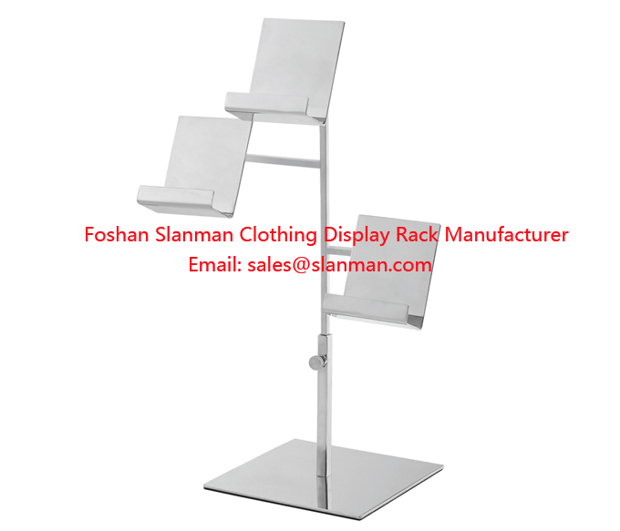 Stainless Steel Adjustable 3 Wallet Display Stand Rack with non-slip matt