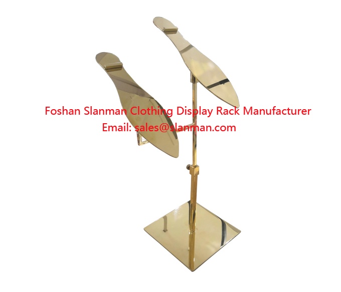 Boutique Retail Store Golden Shoes Display Rack For High-end Fashion Shoes Shop Display