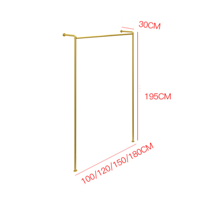 Gold Hanging Rail Stainless Clothing Shop Metal Round Clothes Wedding Dress Display Cases Rack Stands