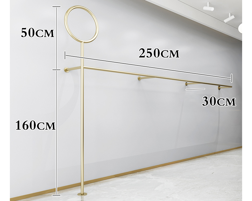 Boutique Clothing Store Hanger Stainless Steel Display Stand Decoration Wall Mounted Metal Rack for Clothes Shop